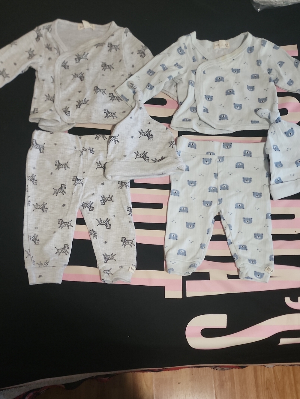 Baby Two-Pack Long-Sleeve Pajama Sets in Neutral Gray and Light Blue